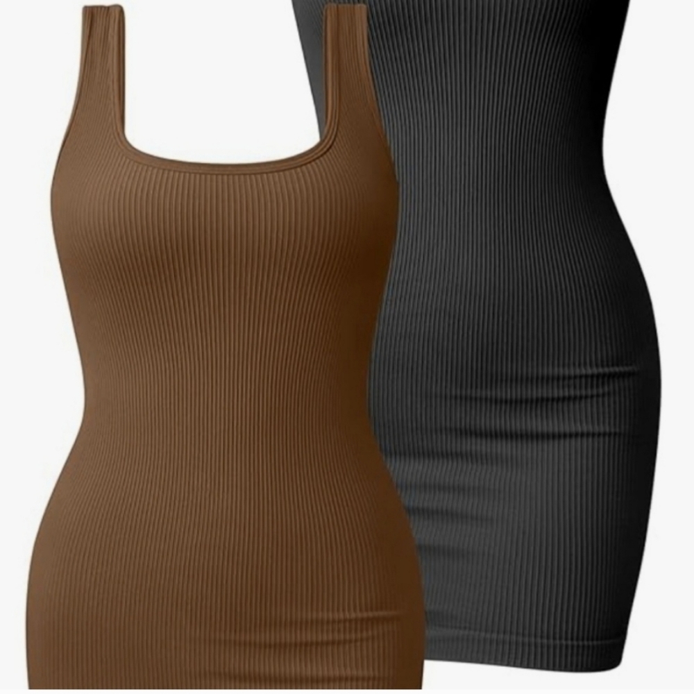 New (2) Ribbed knit mini tank dress